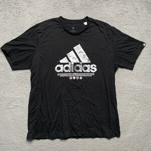 Adidas Men's XL T-shirt Recycled Big Logo Black Cotton S/S Size Extra Large